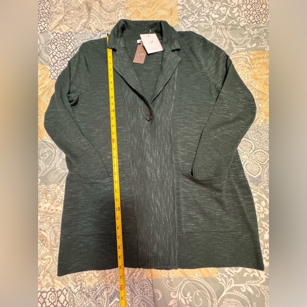 J.Jill Women L Green Textured Sweater-Jacket - Picture 10 of 16